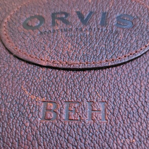 ORVIS Bullhide Brown Thick Leather Bag Vintage Portfolio Briefcase Weekend - Picture 13 of 15